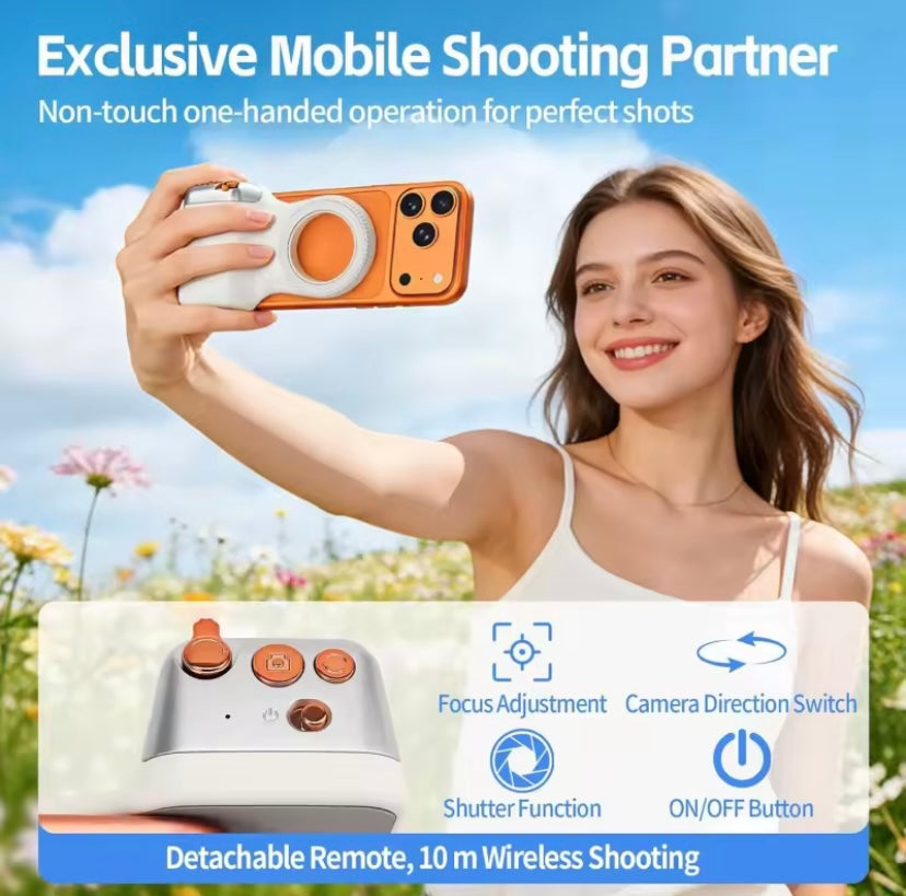 SnapGrip Pro - Magnetic Camera Grip with Wireless Shutter & Stand