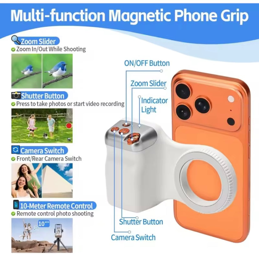 SnapGrip Pro - Magnetic Camera Grip with Wireless Shutter & Stand